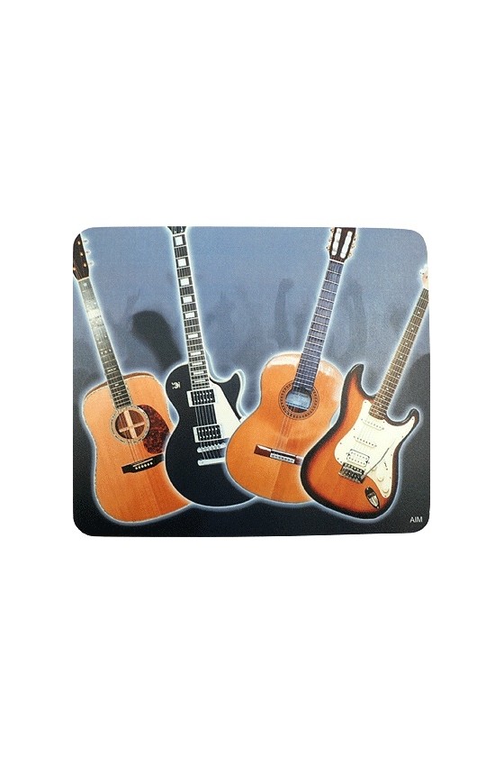 Tapis de souris, motif 4 guitares, 18 x 21 cm.