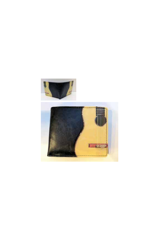 Porte monnaie et cartes, motif guitare folk.