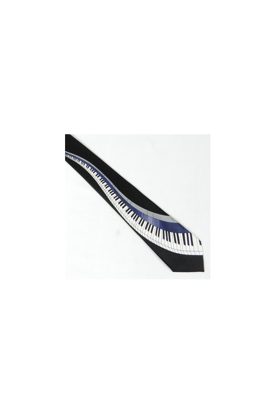 Cravate motif piano / bleu